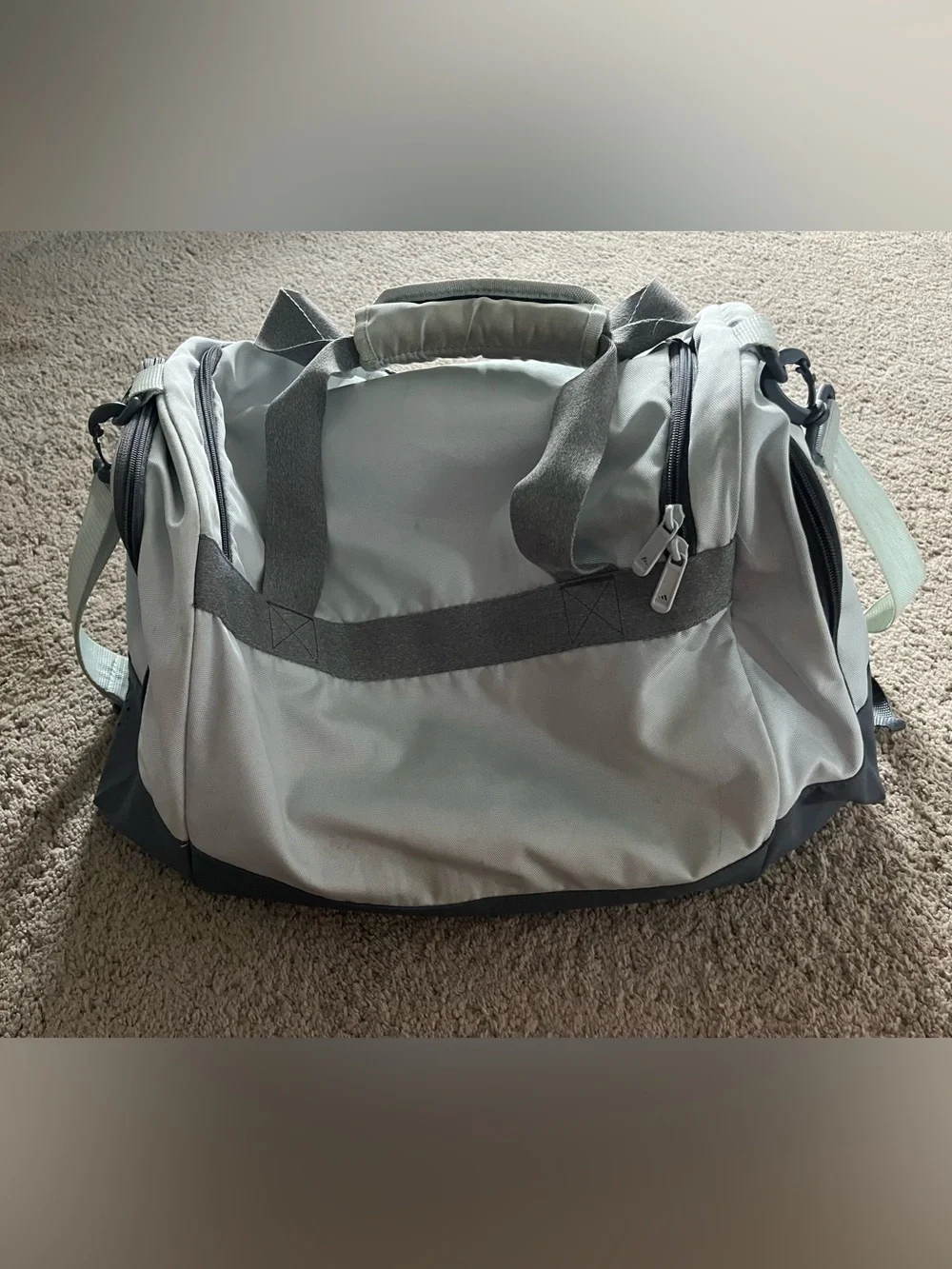 Adidas Light Gray Duffel Bag with Dark Gray Accents